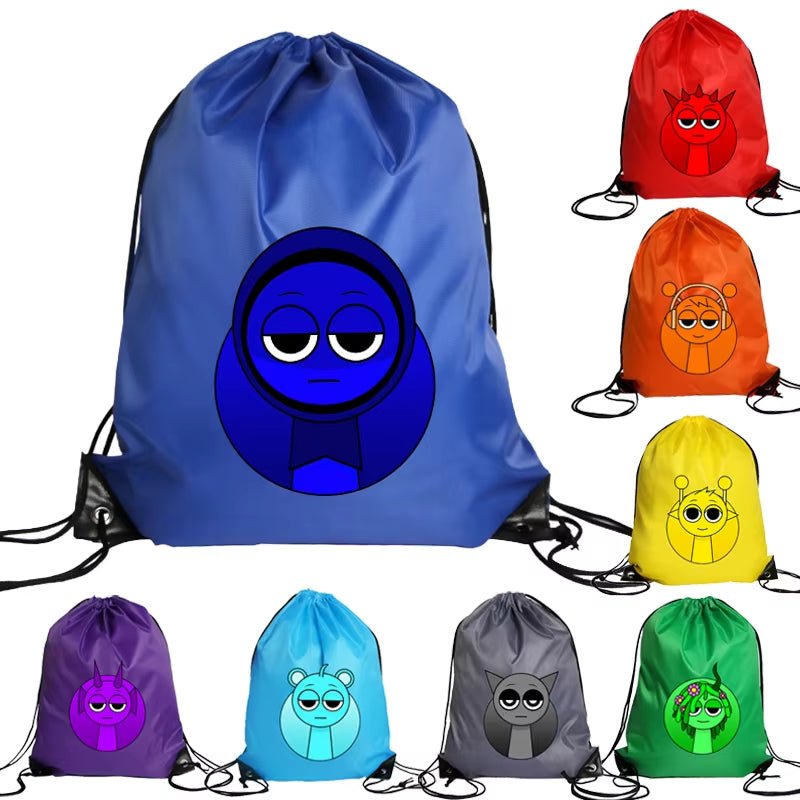 Sprunki Drawstring Bag Hot Game Cute Anime Boys Girls String Pocket Swimming Pool Clothes Shoes Storage Waterproof Backpack Gift - FLUFFI