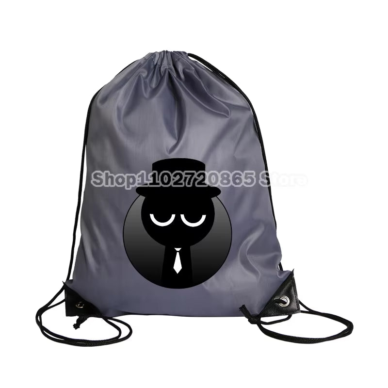 Sprunki Drawstring Bag Hot Game Cute Anime Boys Girls String Pocket Swimming Pool Clothes Shoes Storage Waterproof Backpack Gift - FLUFFI