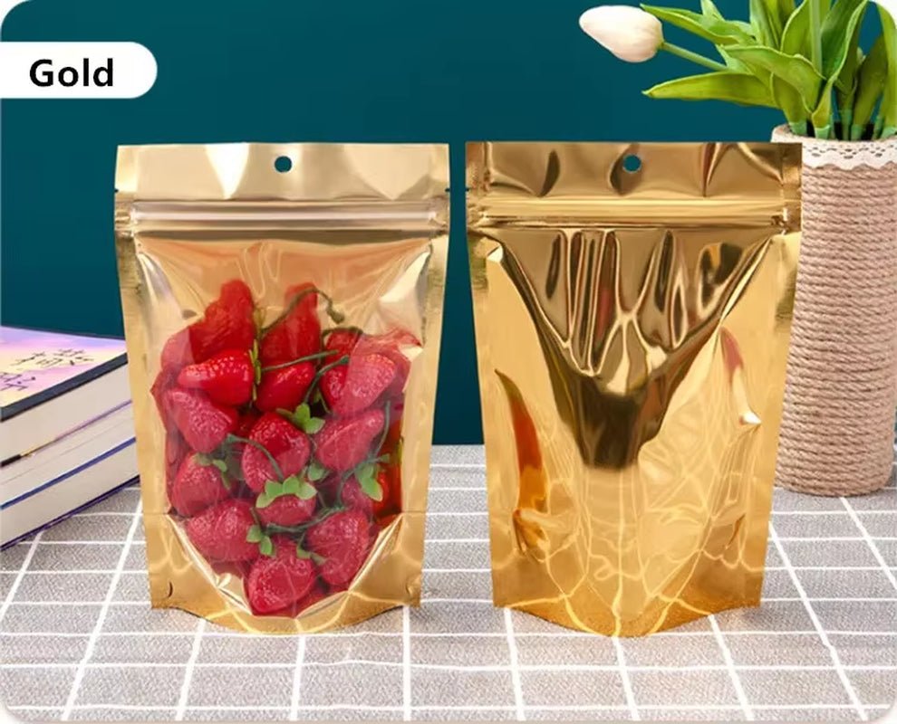 Stand up Clear Front Plastic Zip Lock Bag Resealable Wedding Snack Sugar Coffee Cereals Corn Spice Gifts Storage Pouches - FLUFFI