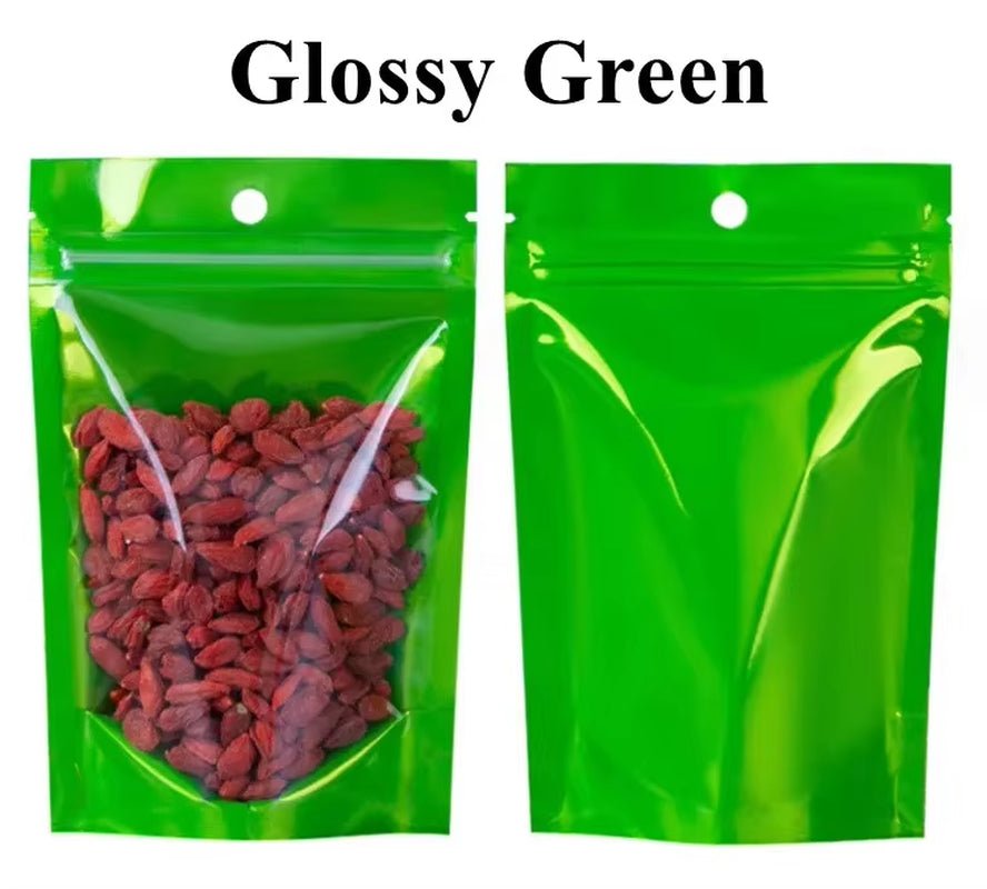 Stand up Clear Front Plastic Zip Lock Bag Resealable Wedding Snack Sugar Coffee Cereals Corn Spice Gifts Storage Pouches - FLUFFI