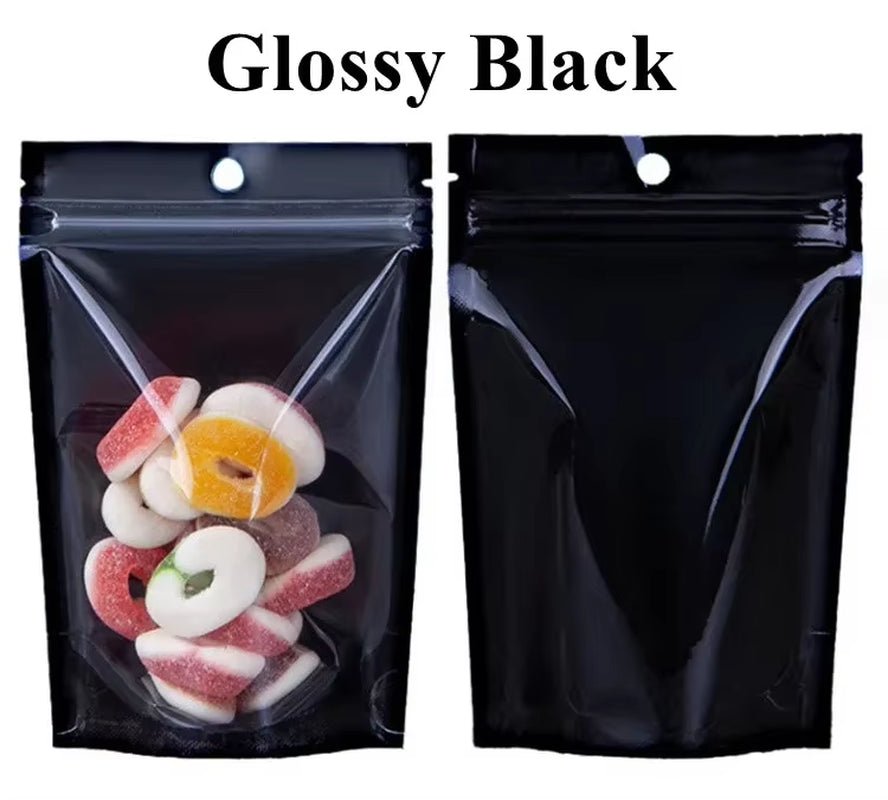 Stand up Clear Front Plastic Zip Lock Bag Resealable Wedding Snack Sugar Coffee Cereals Corn Spice Gifts Storage Pouches - FLUFFI