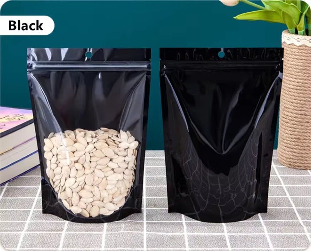 Stand up Clear Front Plastic Zip Lock Bag Resealable Wedding Snack Sugar Coffee Cereals Corn Spice Gifts Storage Pouches - FLUFFI