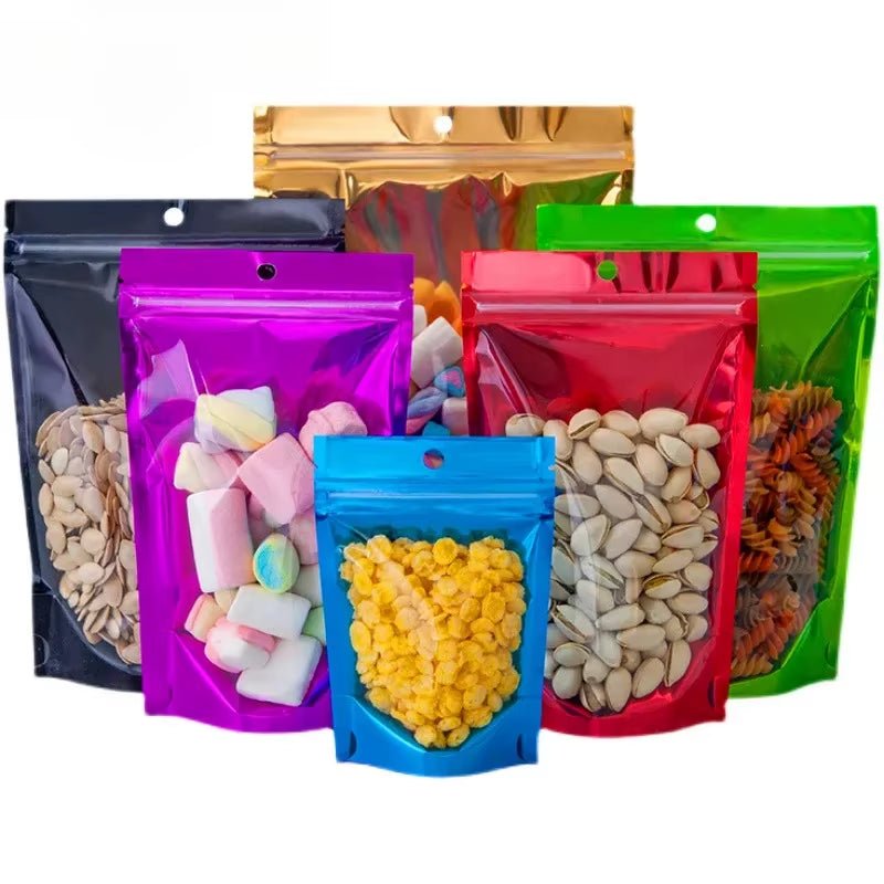 Stand up Clear Front Plastic Zip Lock Bag Resealable Wedding Snack Sugar Coffee Cereals Corn Spice Gifts Storage Pouches - FLUFFI