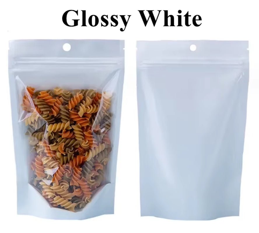 Stand up Clear Front Plastic Zip Lock Bag Resealable Wedding Snack Sugar Coffee Cereals Corn Spice Gifts Storage Pouches - FLUFFI