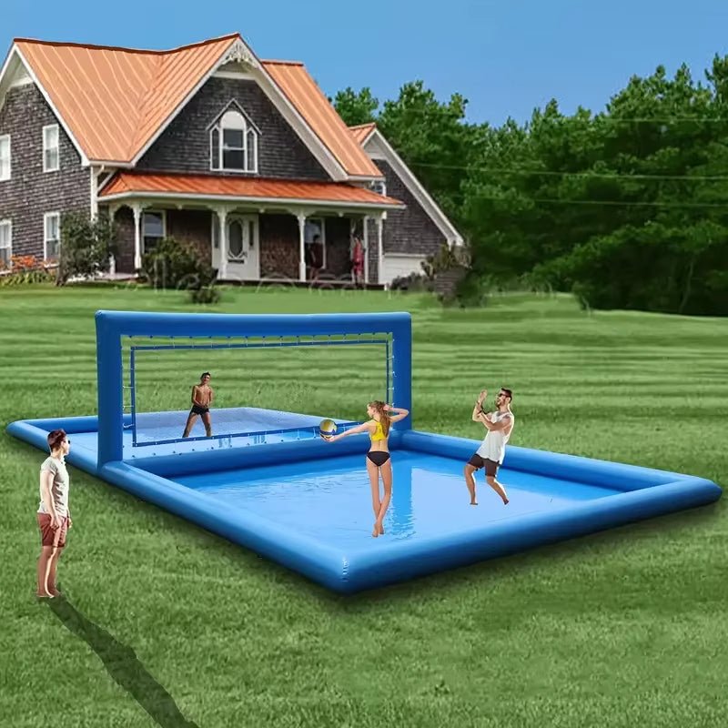 Stock - 33FT Commercial Grade PVC Inflatable Volleyball Court, Outdoor Volleyball Pool, Beach Water Field for Ourdoor Sport Game - FLUFFI