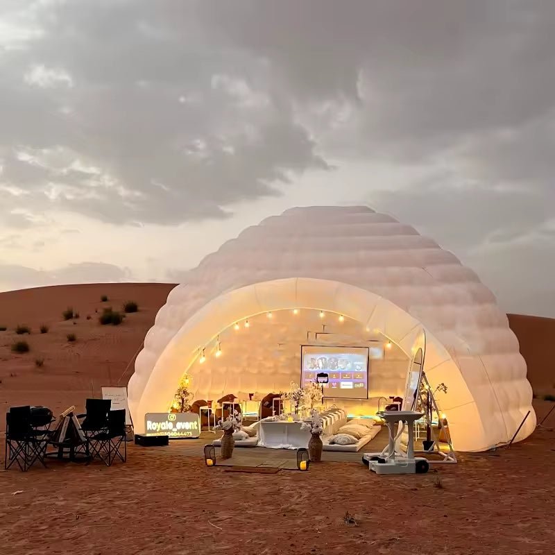 Stock Portable LED Inflatable Igloo Dome Tent Night Club Marquee Dome House Igloo &Air Blower for Exhibition Camping Party Event - FLUFFI