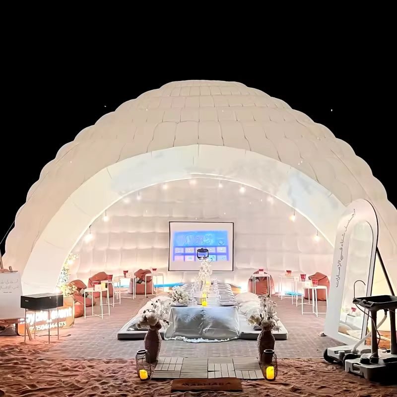 Stock Portable LED Inflatable Igloo Dome Tent Night Club Marquee Dome House Igloo &Air Blower for Exhibition Camping Party Event - FLUFFI