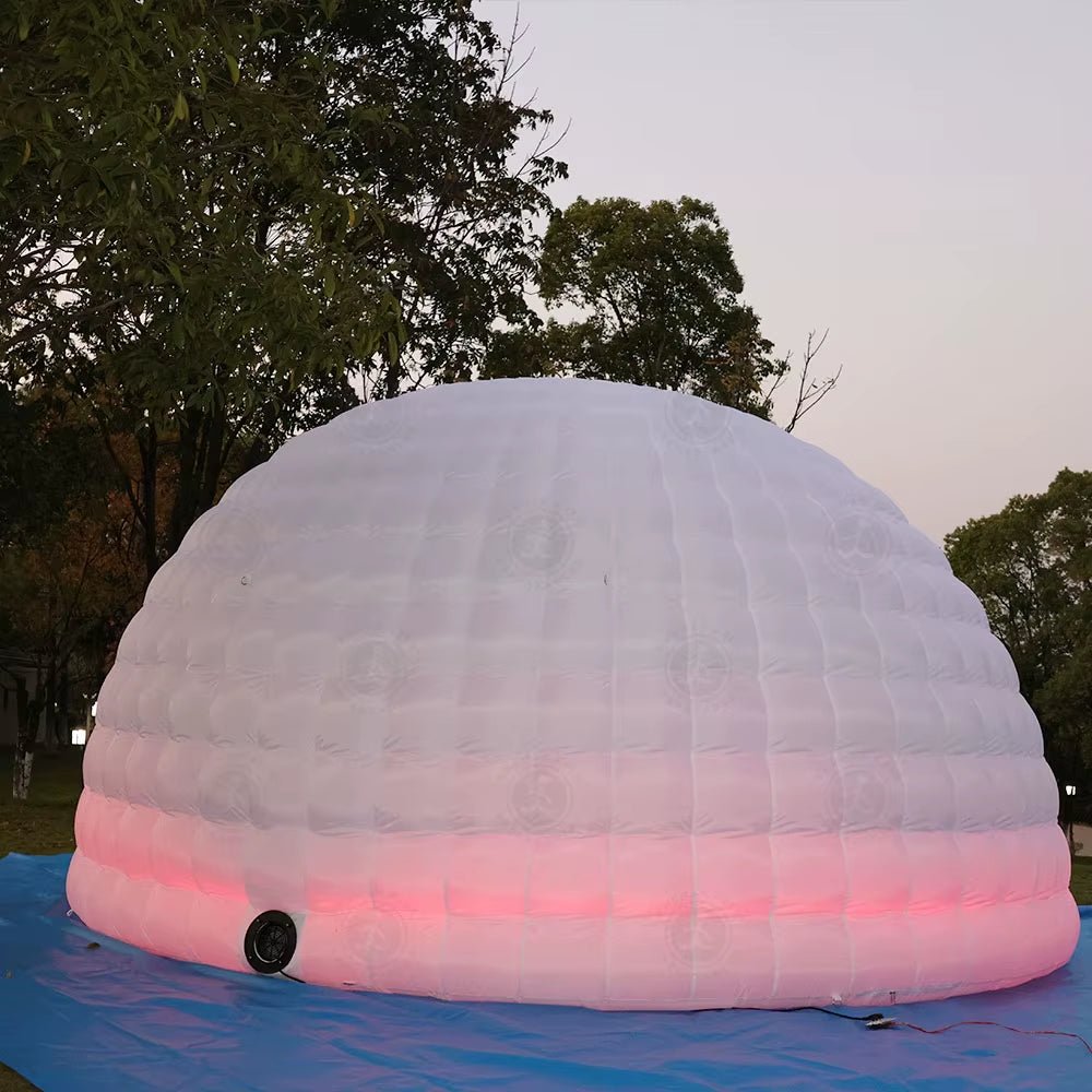 Stock Portable LED Inflatable Igloo Dome Tent Night Club Marquee Dome House Igloo &Air Blower for Exhibition Camping Party Event - FLUFFI