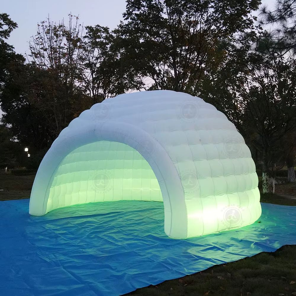 Stock Portable LED Inflatable Igloo Dome Tent Night Club Marquee Dome House Igloo &Air Blower for Exhibition Camping Party Event - FLUFFI