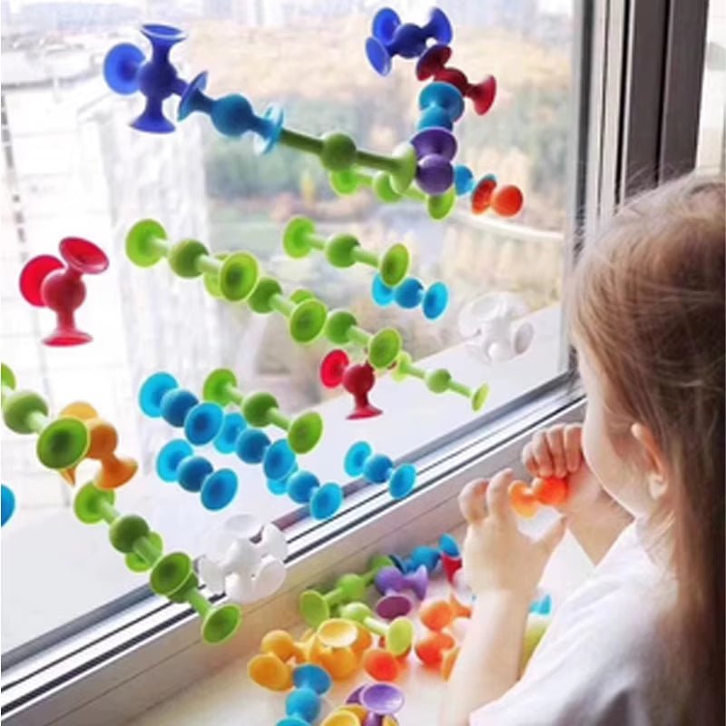 Suction Cup Toy, Soft Throw Darts Set,Building Blocks Pop Sucker Toy,Fidget Toy for Kids,Parent - Child Interactive Game - FLUFFI