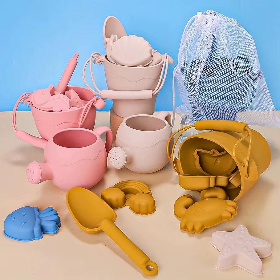 Summer Beach Set Toys for Kids Digging Sand Plastic Bucket Watering Bottle Shovels Children Beach Water Game Toys Tool - FLUFFI