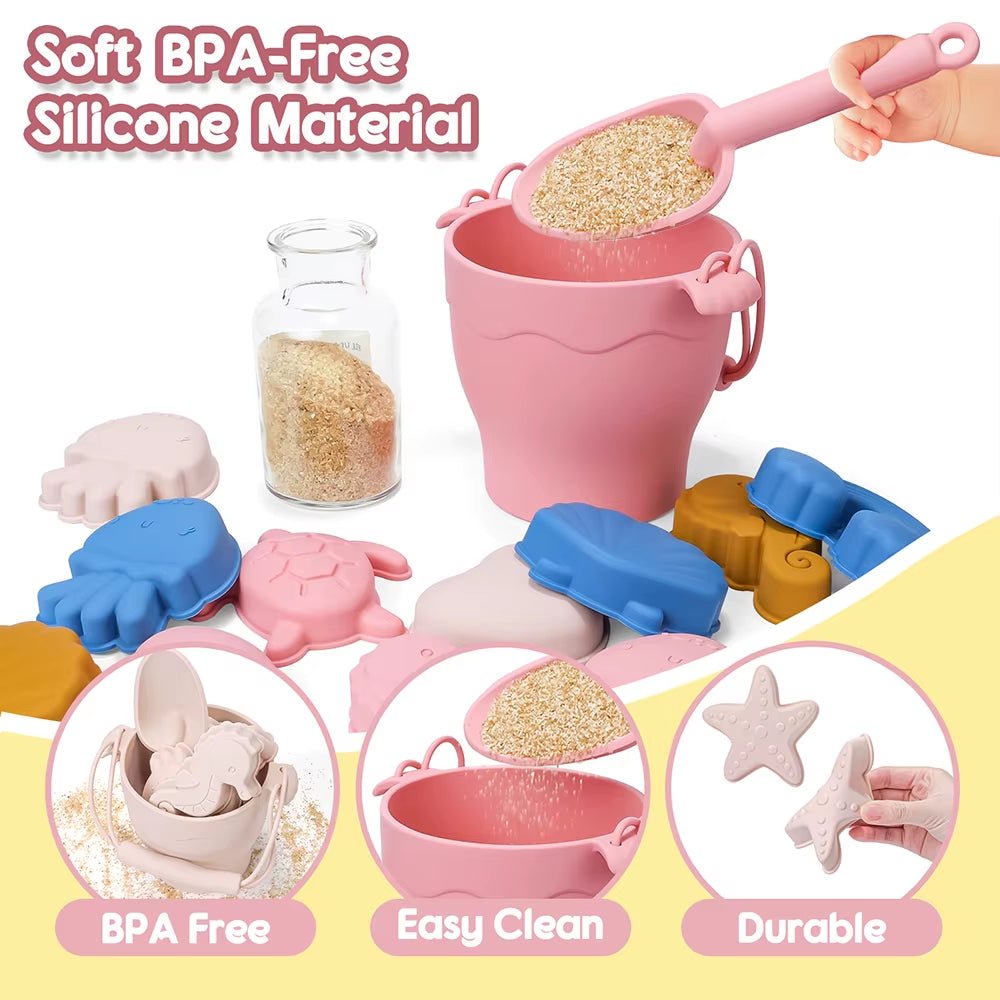 Summer Beach Set Toys for Kids Digging Sand Plastic Bucket Watering Bottle Shovels Children Beach Water Game Toys Tool - FLUFFI