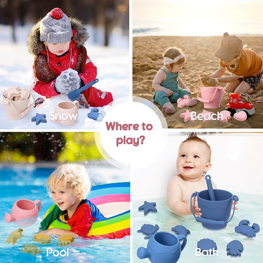 Summer Beach Set Toys for Kids Digging Sand Plastic Bucket Watering Bottle Shovels Children Beach Water Game Toys Tool - FLUFFI