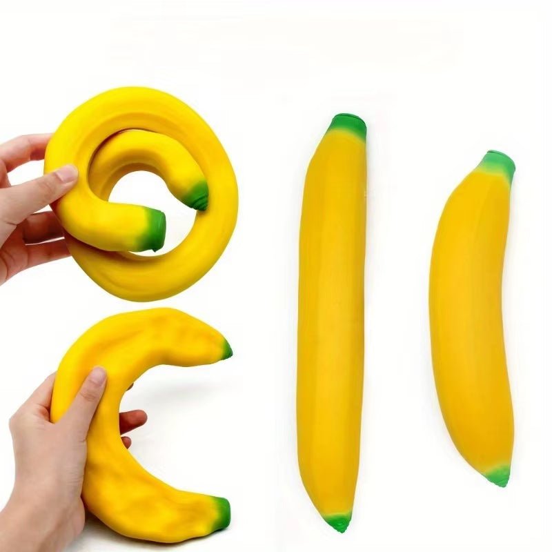 Super Stretchy Banana Simulation Banana Pull Knead Sand Filled with Fun Vent Decompressing Toy for Kids & Adults Hand Therapy - FLUFFI