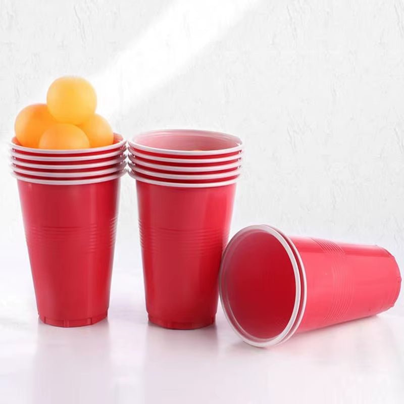 Table Tennis Ball Set Party Game Pong Glasses for Bachelor Red and Blue Beer Drinking Cup Set with Pong Balls &12 Beer Glasses - FLUFFI