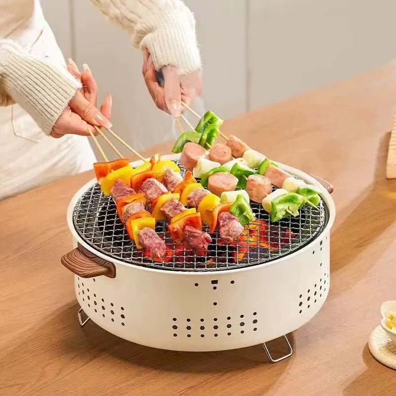 Tabletop Stove Fire Pit Fireplace Heating BBQ Grill Wood Burning Camp Stove for Household Outdoor Indoor Hiking Cooking Camping - FLUFFI