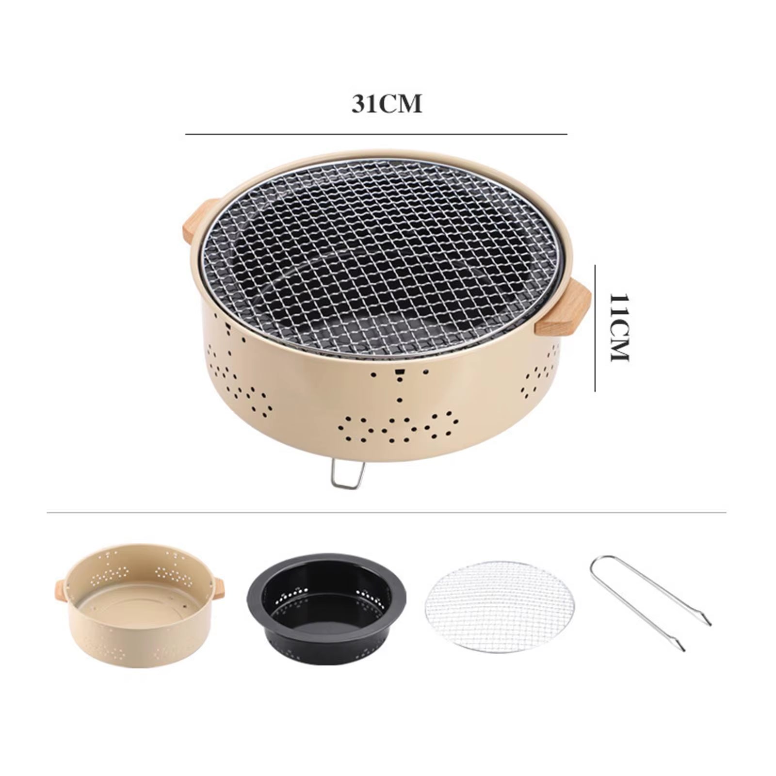 Tabletop Stove Fire Pit Fireplace Heating BBQ Grill Wood Burning Camp Stove for Household Outdoor Indoor Hiking Cooking Camping - FLUFFI