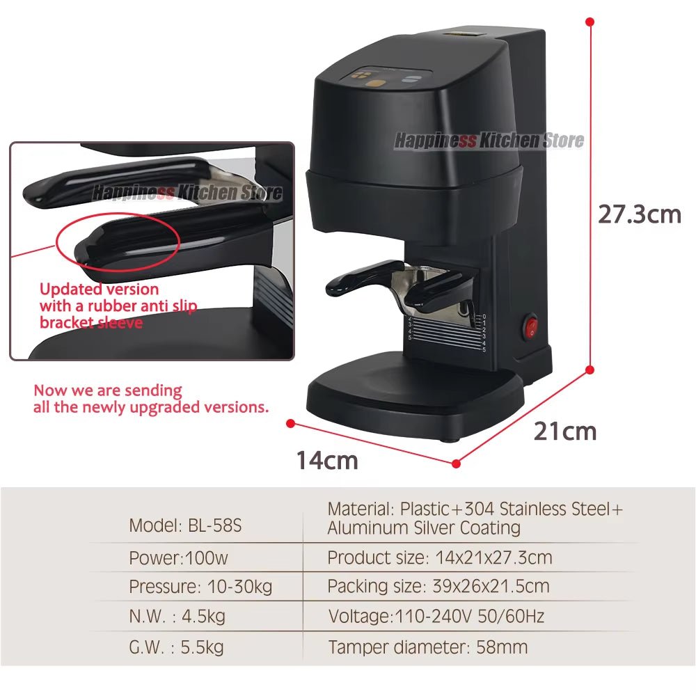 Tamper 58MM for Coffee Automatic Electric Bean Powder Flat Press Stainless Steel with Power Supply Tamper Coffee Tool - FLUFFI