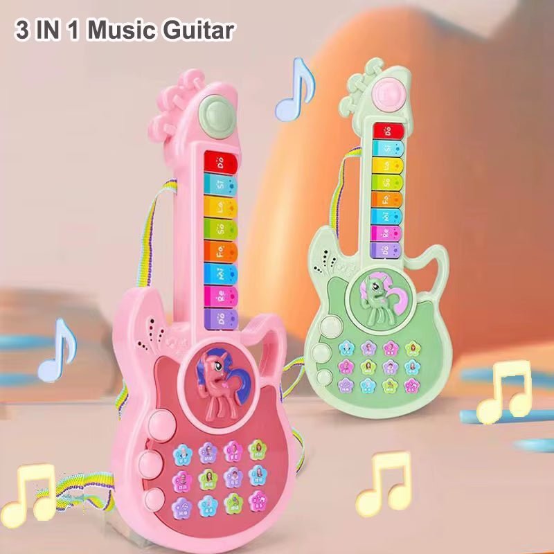 Three - Mode Children'S Electric Guitar Button Cartoon Toy Piano Children'S Early Education Educational Toy Musical Instrument - FLUFFI