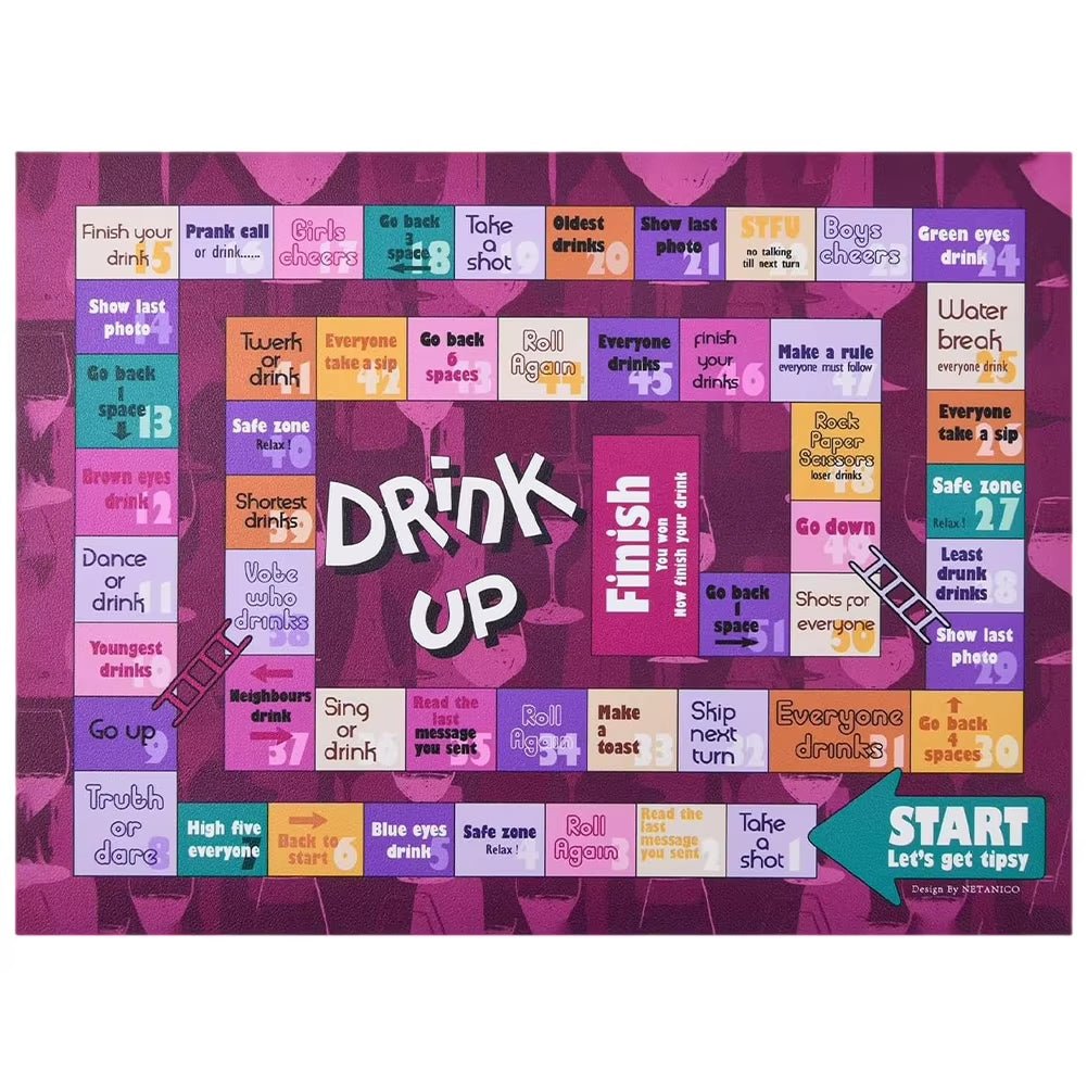Tipsy Drinking Board Game Tipsy Land Board Game Interactive Night Drinking Game 2 - 8 Players Bachelorette Party Games for Adults - FLUFFI