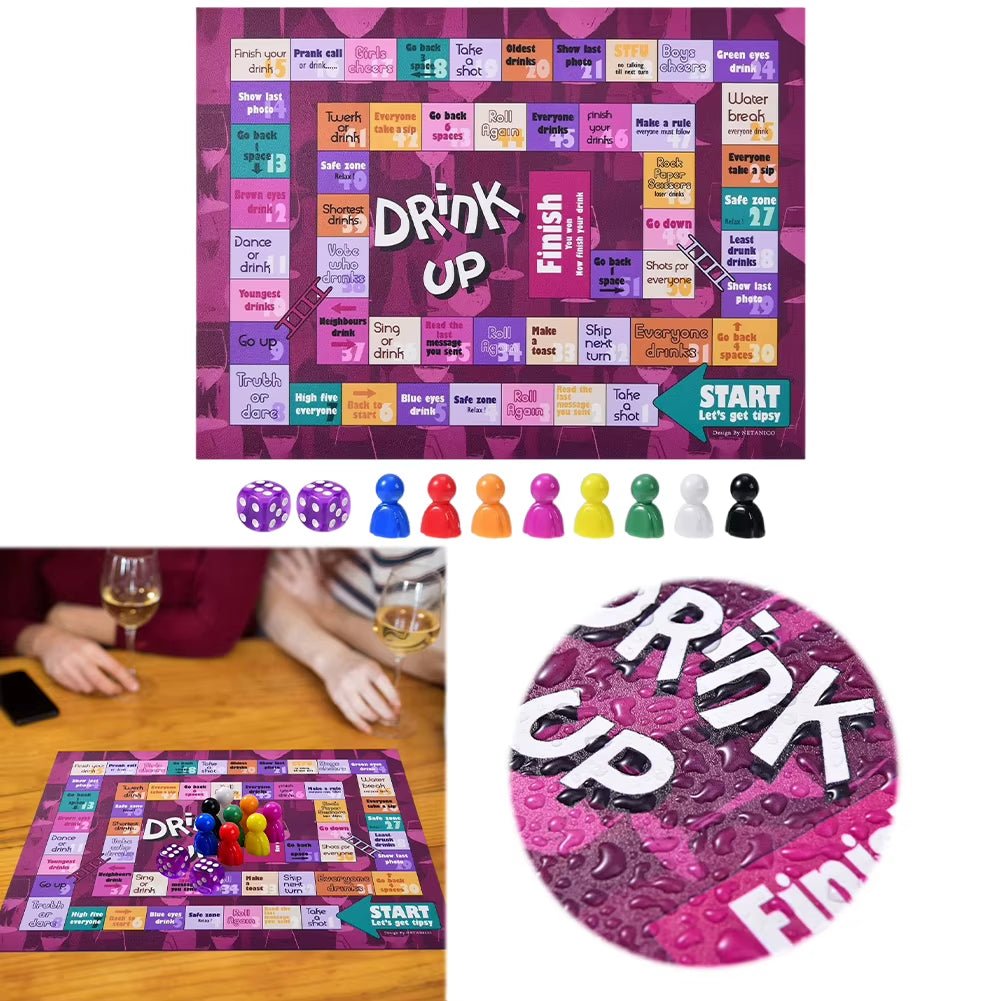 Tipsy Drinking Board Game Tipsy Land Board Game Interactive Night Drinking Game 2 - 8 Players Bachelorette Party Games for Adults - FLUFFI