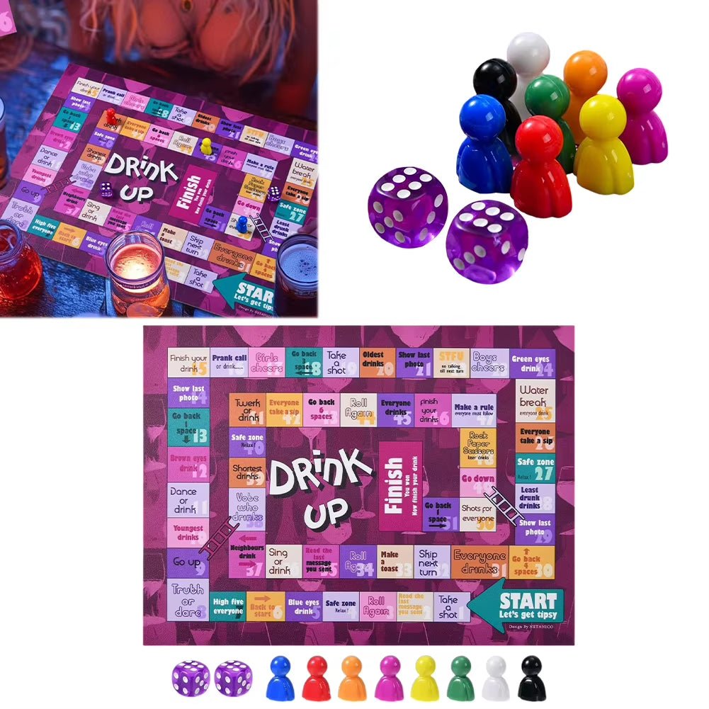 Tipsy Drinking Board Game Tipsy Land Board Game Interactive Night Drinking Game 2 - 8 Players Bachelorette Party Games for Adults - FLUFFI
