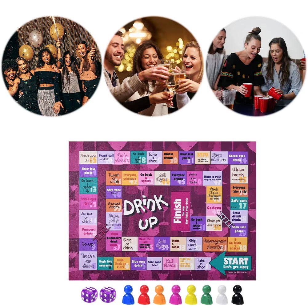 Tipsy Drinking Board Game Tipsy Land Board Game Interactive Night Drinking Game 2 - 8 Players Bachelorette Party Games for Adults - FLUFFI
