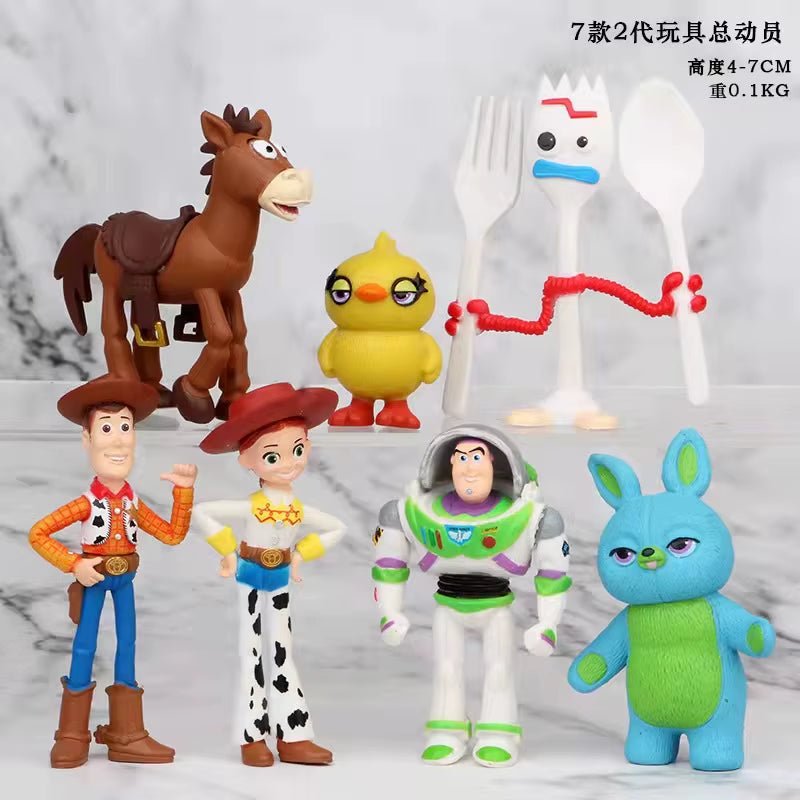 Toy Story 4 Woody Buzz Lightyear 7Pcs/Set Action Figure Anime Decoration Collection Figurine Toy Model for Children - FLUFFI