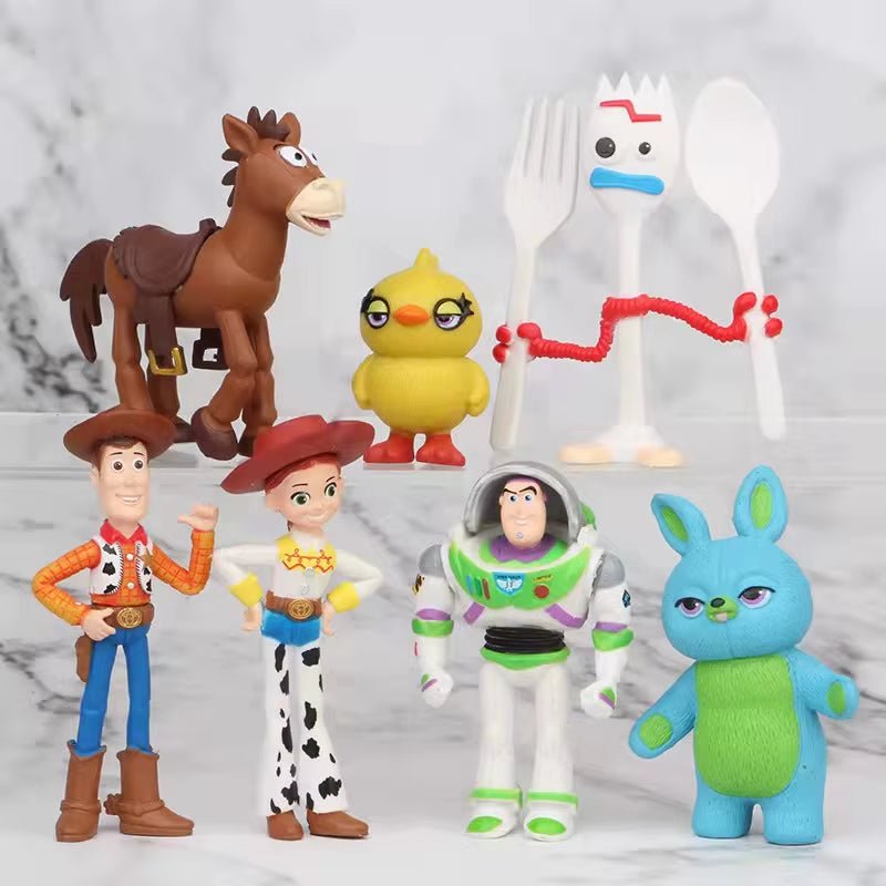 Toy Story 4 Woody Buzz Lightyear 7Pcs/Set Action Figure Anime Decoration Collection Figurine Toy Model for Children - FLUFFI