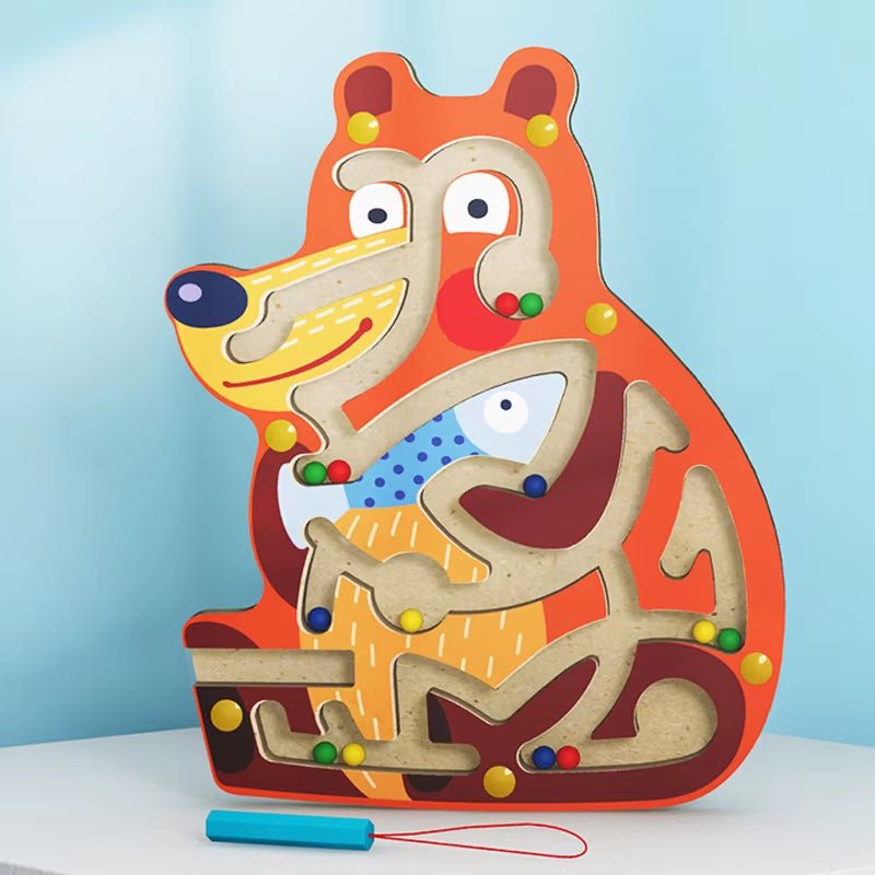Track Maze Balance Board - Magnetic Wooden Puzzle - Labyrinth Baby Toys - FLUFFI
