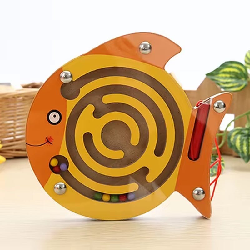 Track Maze Balance Board - Magnetic Wooden Puzzle - Labyrinth Baby Toys - FLUFFI