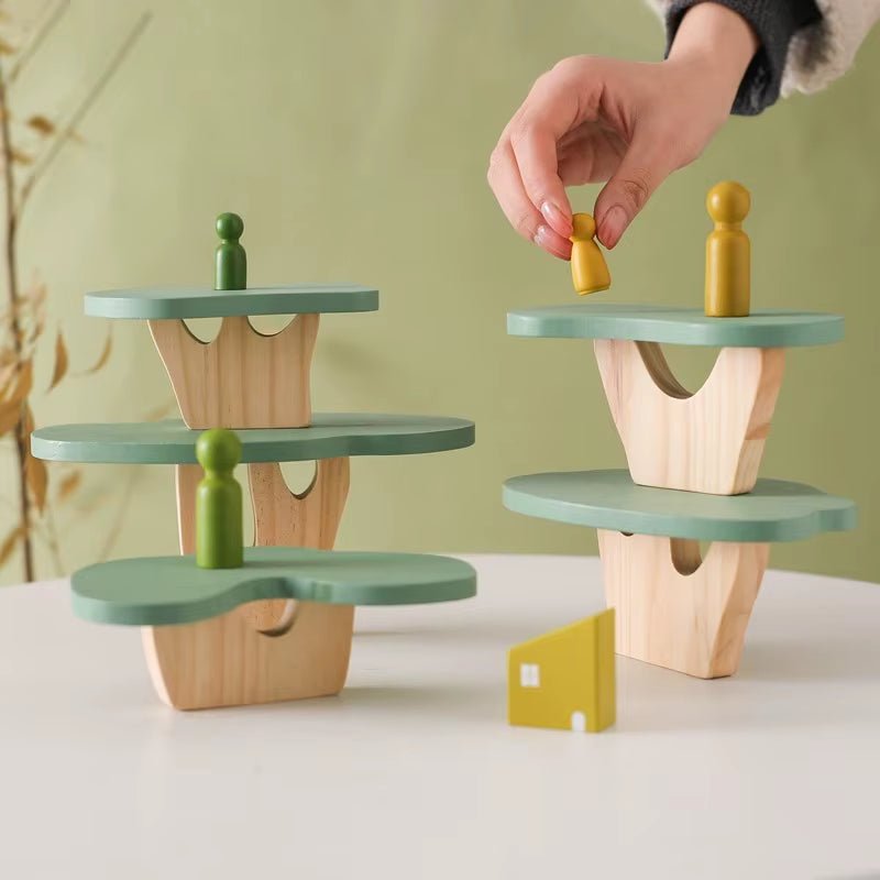 Tree Block Toys - Montessori Wooden - Blocks Stacker Balancing - FLUFFI