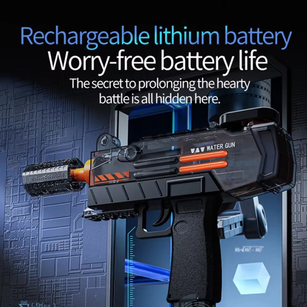 Water Gun Toy | Electric UZI Flamethrower | High - Power Full Automatic - FLUFFI