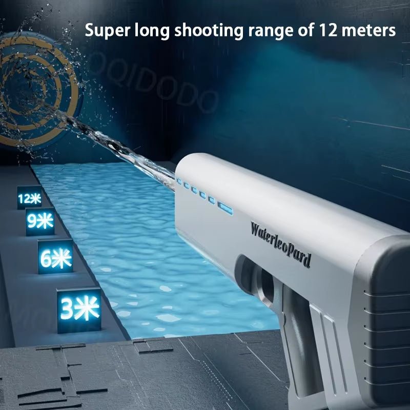 Waterproof Fully Automatic Water Gun Toys with Light Water Pistol Spray Blaster Absorbing Summer Pool Toys for Kids - FLUFFI