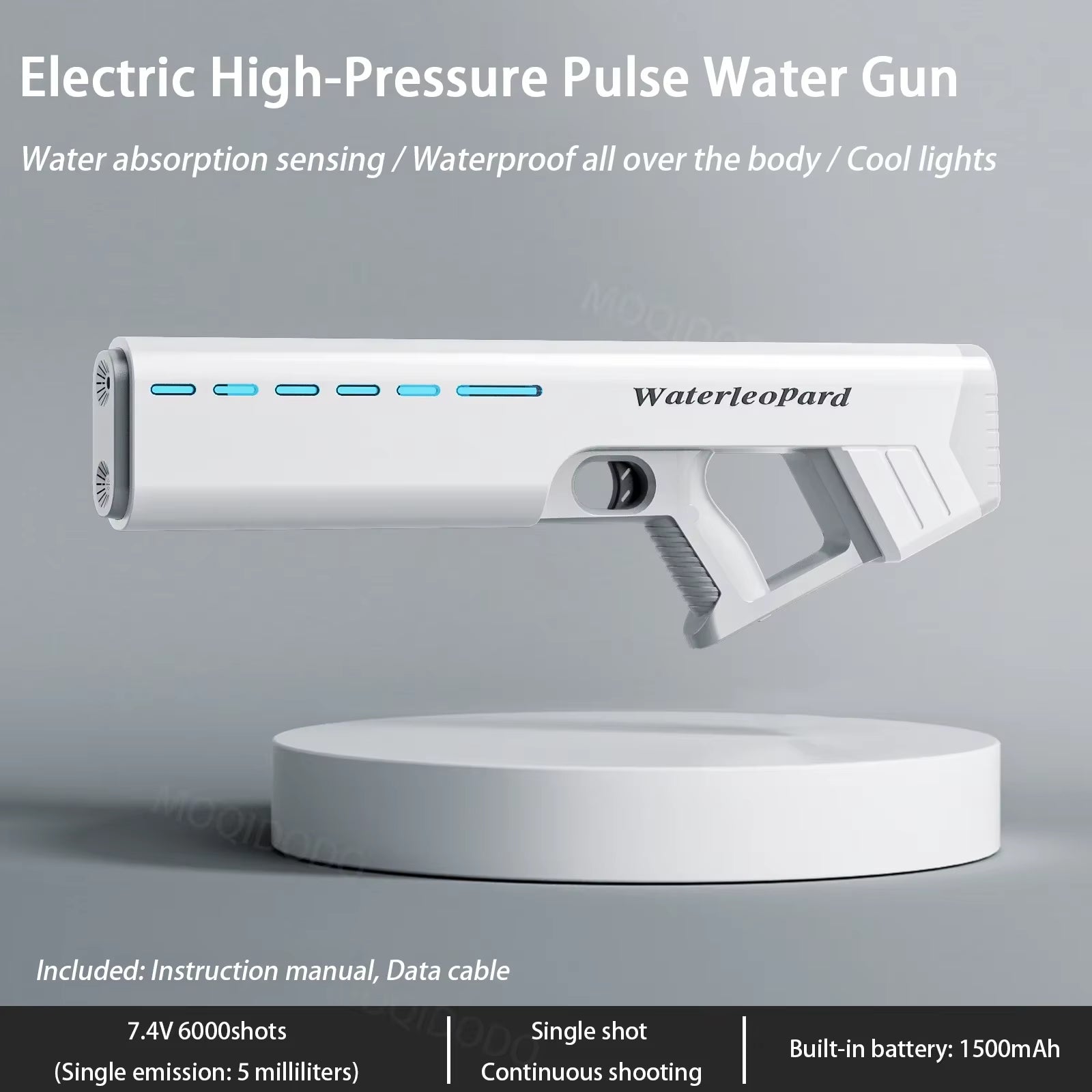 Waterproof Fully Automatic Water Gun Toys with Light Water Pistol Spray Blaster Absorbing Summer Pool Toys for Kids - FLUFFI