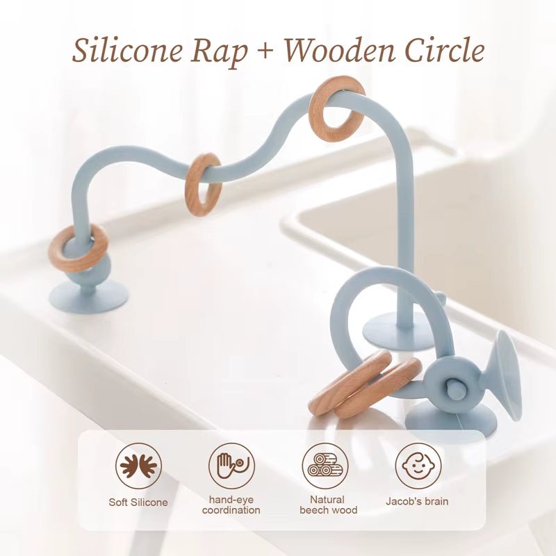 Wood Ring Soft Silicone Teether Toy - FLUFFI