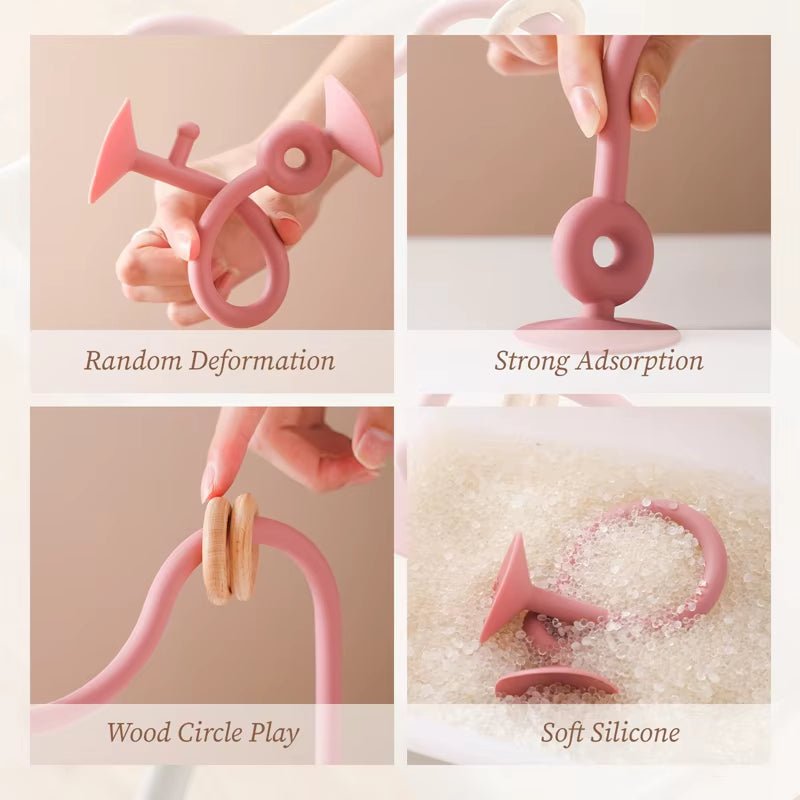 Wood Ring Soft Silicone Teether Toy - FLUFFI