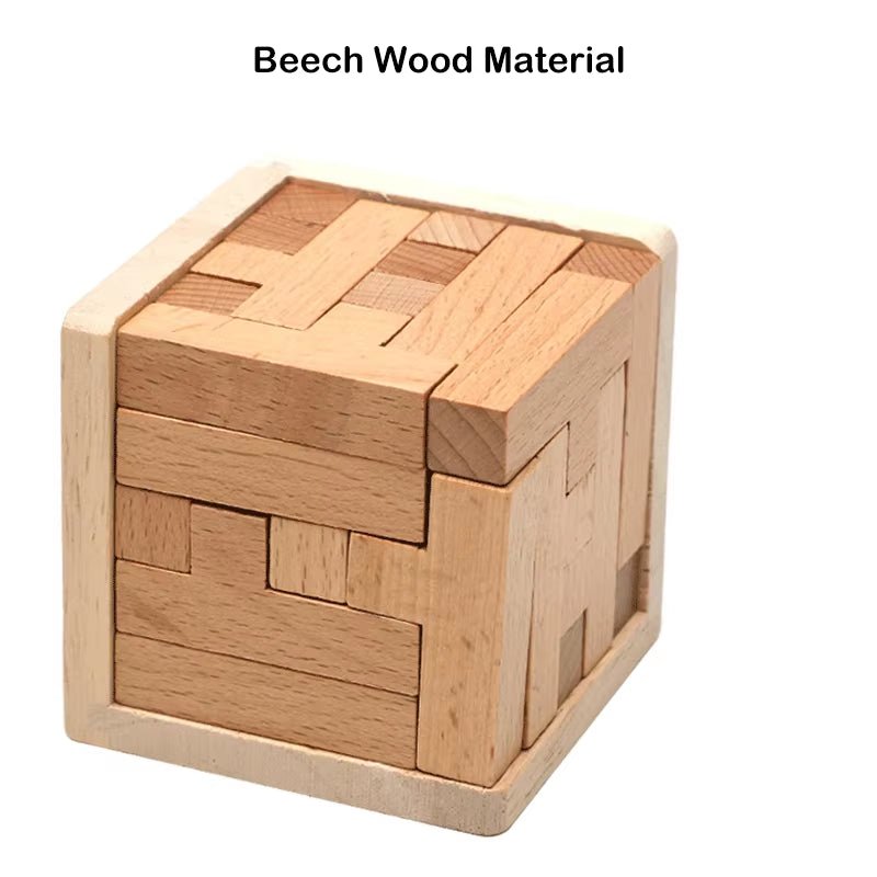Wooden 3D Puzzles with 25 T - Shaped Blocks,Classic Luban Lock Cube Puzzle Toys, Intellectual Game - FLUFFI