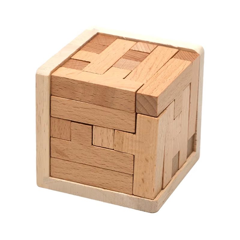 Wooden 3D Puzzles with 25 T - Shaped Blocks,Classic Luban Lock Cube Puzzle Toys, Intellectual Game - FLUFFI