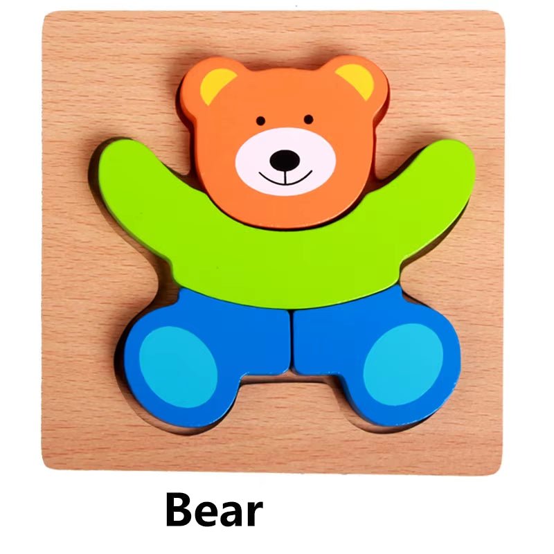 Wooden Animal and Vehicle Puzzles for Toddlers, Boys and Girls Educational, Bright Color Different Shapes - FLUFFI