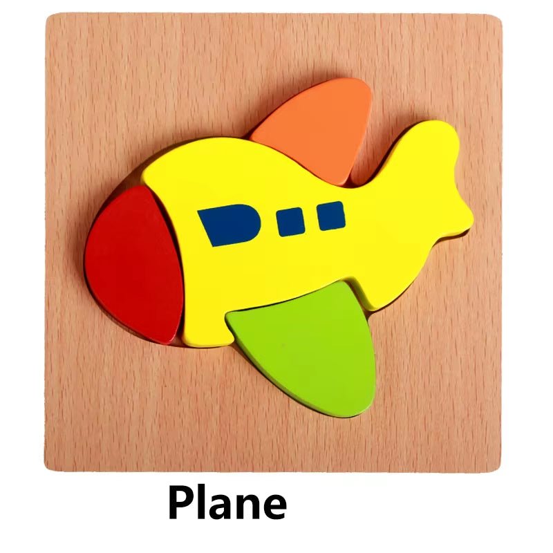 Wooden Animal and Vehicle Puzzles for Toddlers, Boys and Girls Educational, Bright Color Different Shapes - FLUFFI