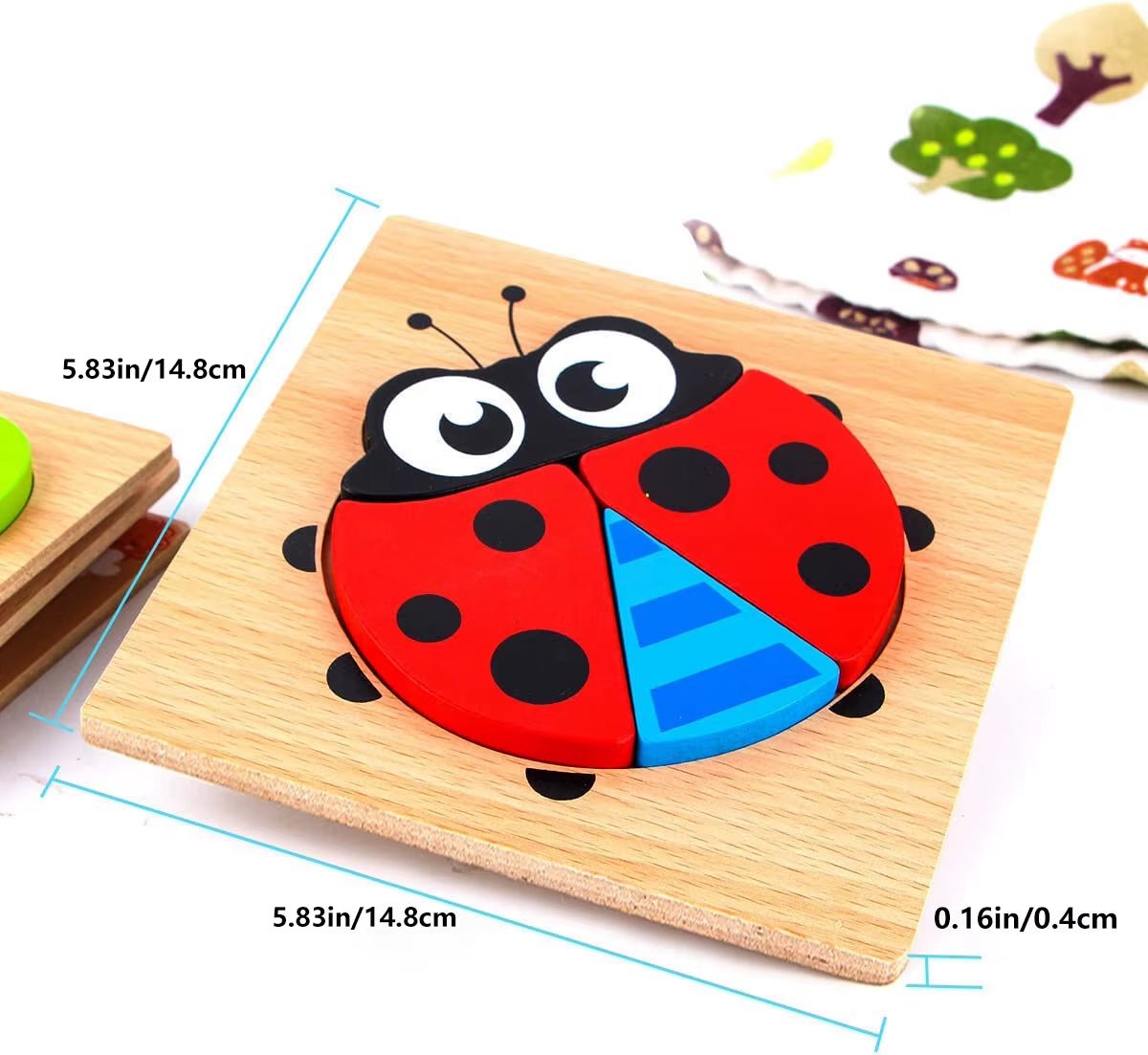 Wooden Animal and Vehicle Puzzles for Toddlers, Boys and Girls Educational, Bright Color Different Shapes - FLUFFI