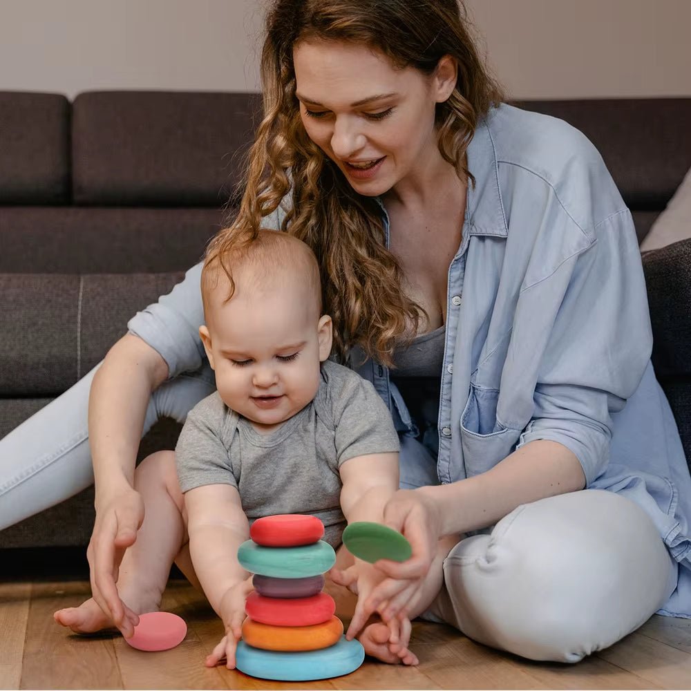 Wooden Baby Building Block Montessori Colourful Creative Bricks Toys Balanced Stacking Children Early Education Toys Baby Gift - FLUFFI