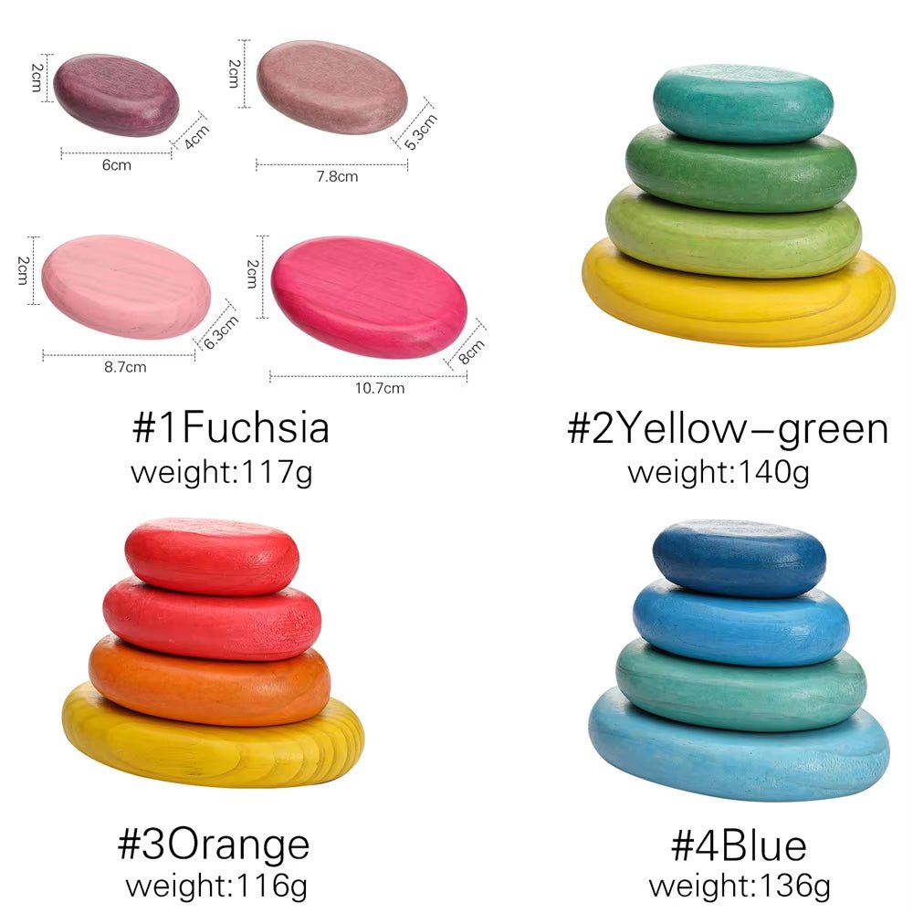 Wooden Baby Building Block Montessori Colourful Creative Bricks Toys Balanced Stacking Children Early Education Toys Baby Gift - FLUFFI