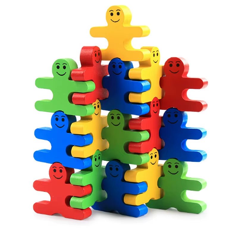 Wooden Balance Villain Blocks Montessori Toys for Toddlers,Education Stacking Toys for Fine Motor Skills - Sorting & Matching - FLUFFI