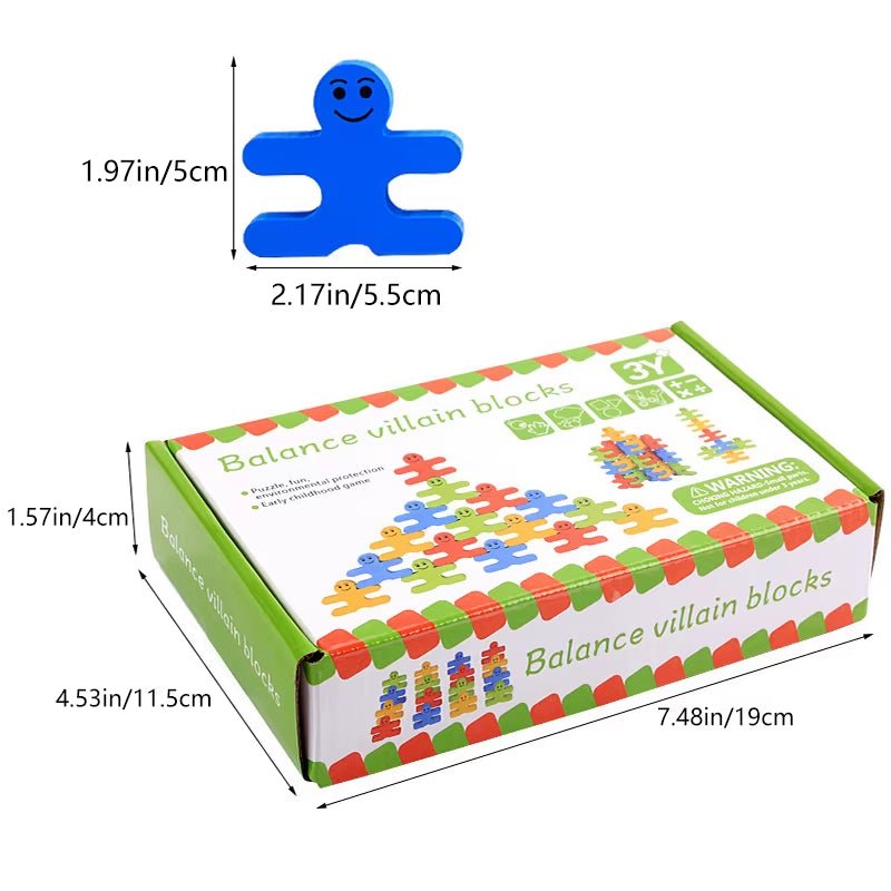 Wooden Balance Villain Blocks Montessori Toys for Toddlers,Education Stacking Toys for Fine Motor Skills - Sorting & Matching - FLUFFI