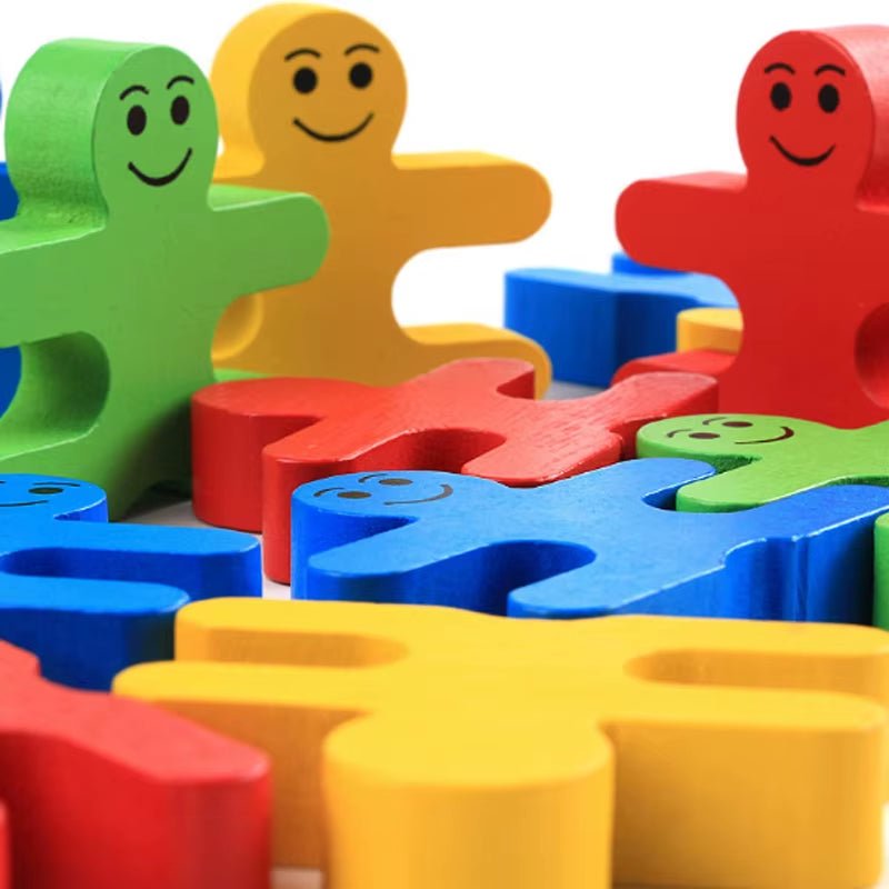 Wooden Balance Villain Blocks Montessori Toys for Toddlers,Education Stacking Toys for Fine Motor Skills - Sorting & Matching - FLUFFI
