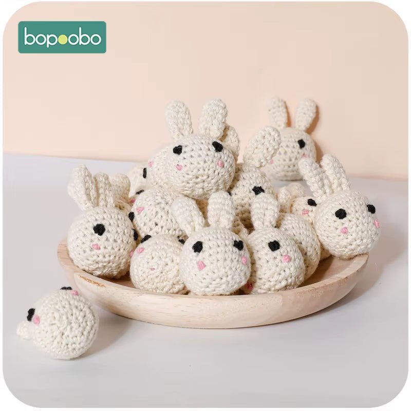 Wooden Crochet Beads Panda Chewable Beads DIY Wooden Teething Knitting Beads Jewelry Crib Sensory Toy Baby Teether - FLUFFI