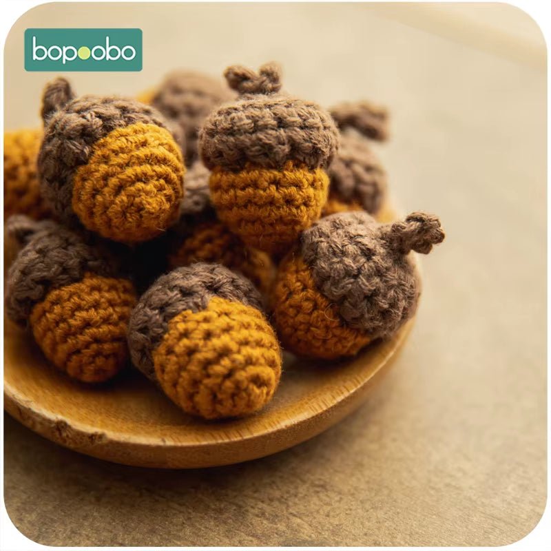 Wooden Crochet Beads Panda Chewable Beads DIY Wooden Teething Knitting Beads Jewelry Crib Sensory Toy Baby Teether - FLUFFI
