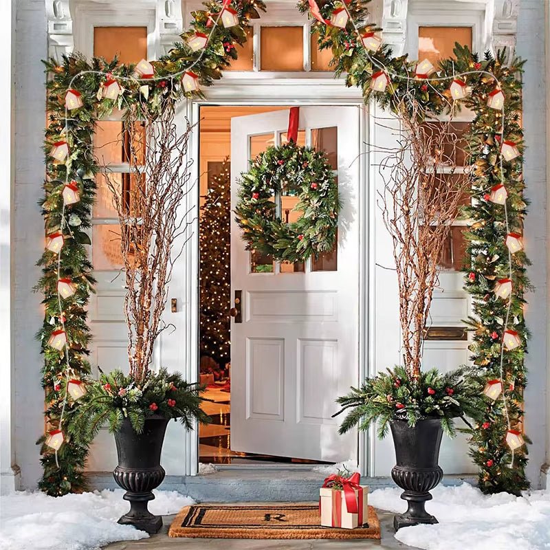 Wooden House LED String Light Xmas Tree Hanging Ornament 2024 Christmas Decoration for Home - FLUFFI